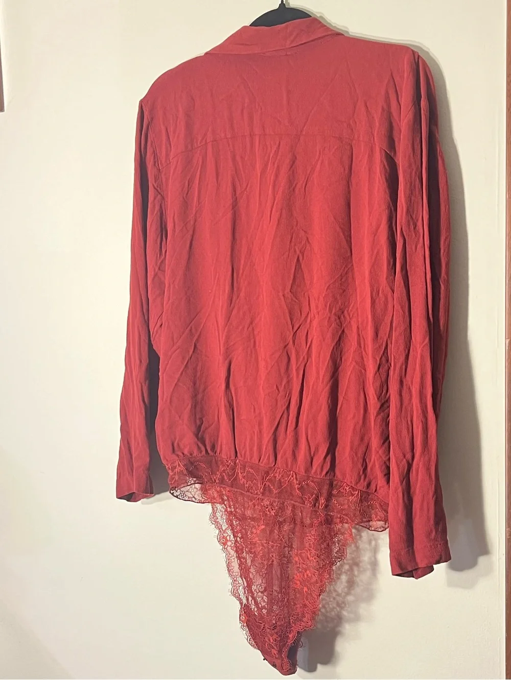 Free People | Elsa Rust Red Long Sleeve Surplice Bodysuit